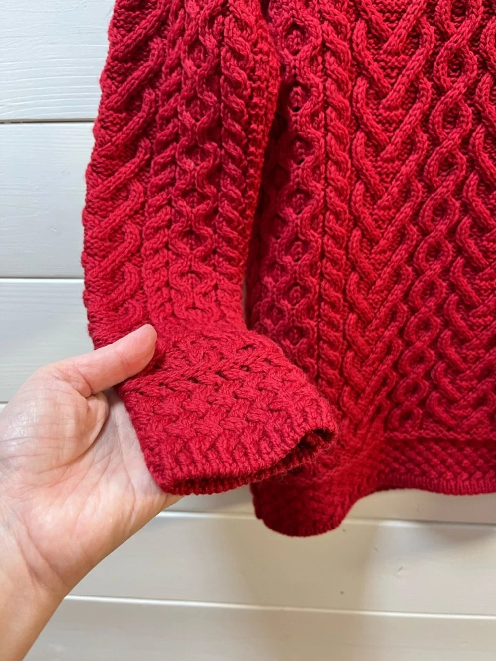 ARAN MÓR Red Cable Knit Sweater Size S - Picture 5 of 11